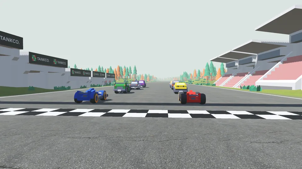 The starting grid of a forest race circuit